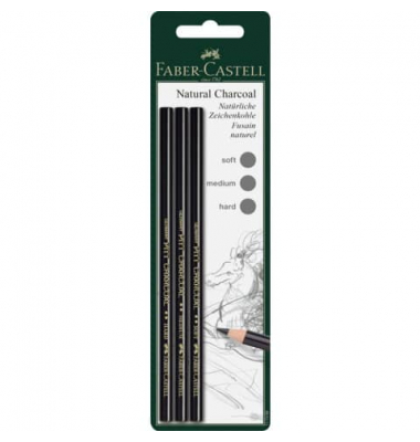 Reisskohlenstift-Set Zeichkohlestift PITT, 117498, schwarz, 4,0mm, S,M,H
