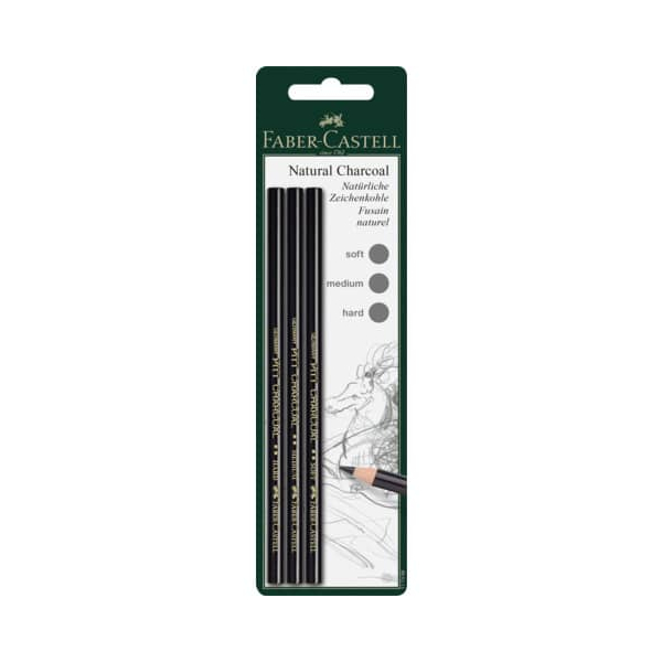 10 Stück Faber-Castell Reisskohlenstift-Set Zeichkohlestift PITT, 117498, schwarz, 4,0mm, S,M,H 4005401174981 Faber-Castell 3 Stück