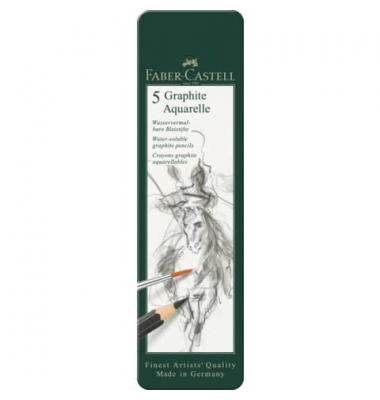 Bleistift-Set Graphit Aquarelle, 117805, 5x schwarz, 3,3mm, HB,2B,4B,6B,8B, wasserlöslich