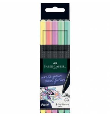 Fineliner-Set 1516 Grip, 151602, schwarz (Schreibfarbe: 5-farbig sortiert), 0,4mm