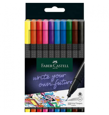 Fineliner-Set 1516 Grip, 151610, schwarz (Schreibfarbe: 10-farbig sortiert), 0,4mm