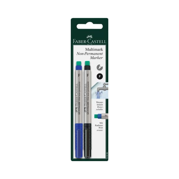 5 x Faber Castell CD-Marker Multimark non-permanent F blau/schwarz auf