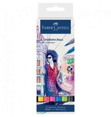 FABER-CASTELL Goldfaber Aqua Dual Aquarellmarker-Set farbsortiert