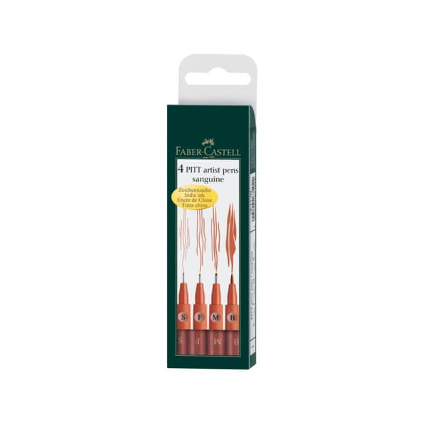 5 Stück Faber-Castell Tuschestift-Etui 4ST rötel 4005401671022 Faber-Castell 4 Stück