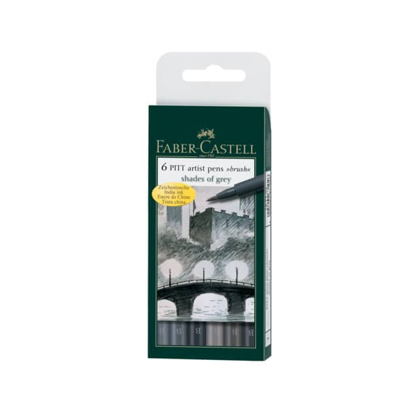 5 Stück Faber-Castell Tuschestift 6ST Shades of grey 4005401671046 Faber-Castell 6 Stück