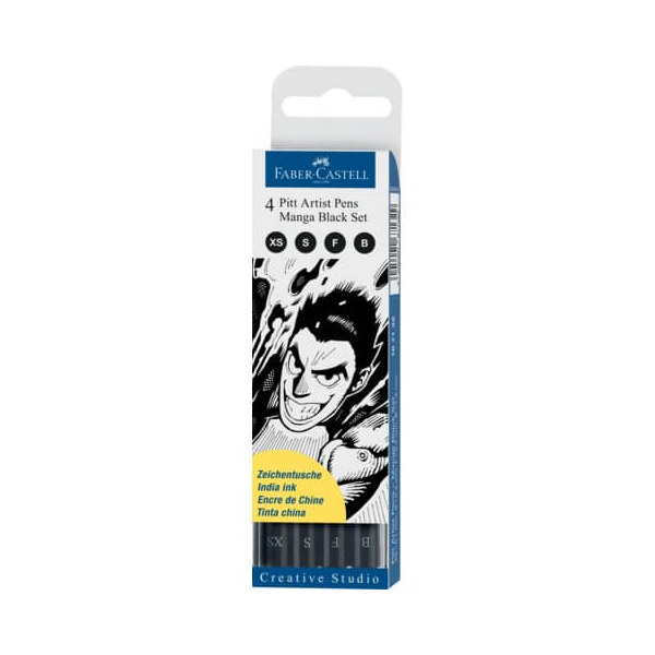 5 Stück Faber-Castell Tuschestift 4ST Manga schwarz 4005401671329 Faber-Castell