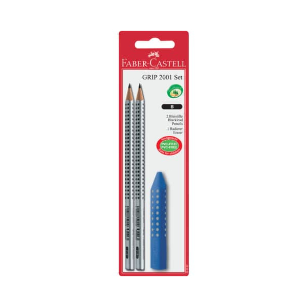 10 Stück Faber-Castell Bleistift-Set GRIP2001, 185297, Härte B, silber 4005401852971 Faber-Castell 2 Stück