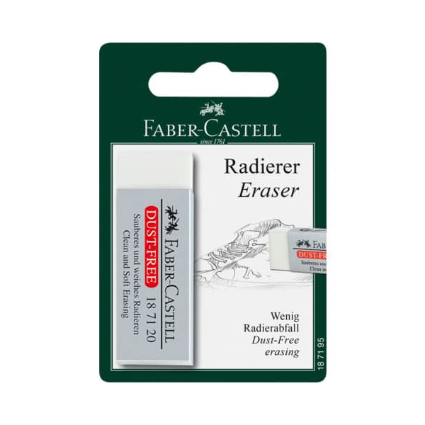 Faber Castell Radierer Dust-Free Kunststoff weiß auf Blisterkarte