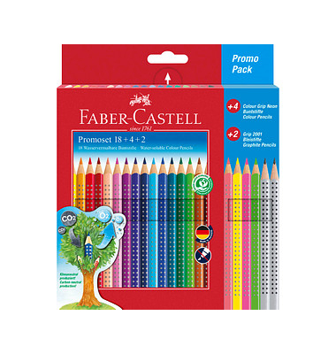 Buntstifte-Set Colour Grip Neon, 201540, farbig sortiert, dreikant, ergonomisch, Packung