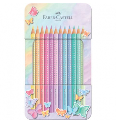 Buntstifte-Set Sparkle Pastell, 201910, farbig sortiert, dreikant, ergonomisch, Etui  Metall