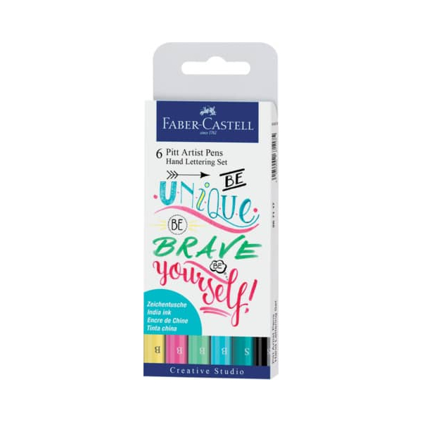 Faber-Castell Tuschestifte-Set, Pastelltöne, Pitt Artist Pen, Handlettering-Set, 6 Stk.