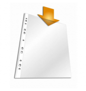 Prospekthüllen 265619 dokumentenecht, mit Lochrandverstärkung, A4 transluzent genarbt, oben offen, 0,06mm