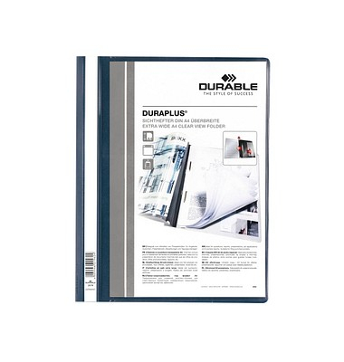 Schnellhefter DURAPLUS 257907, A4+, dunkelblau, Polyvinylchlorid (PVC), Vorderdeckel transparent