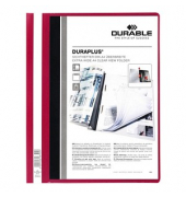 Präsentationshefter DURAPLUS 257903, A4+, rot, Polyvinylchlorid (PVC), Vorderdeckel transparent