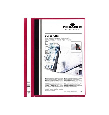 Präsentationshefter DURAPLUS 257903, A4+, rot, Polyvinylchlorid (PVC), Vorderdeckel transparent Präsentationshefter DURAPLUS 257903, A4+, rot, Polyvinylchlorid (PVC), Vorderdeckel transparent