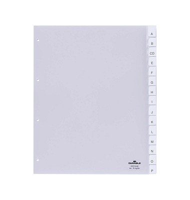 Kunststoffregister 999111638, 15-teilig blanko, A4, 120µm, transparente Fenstertaben, 15-teilig