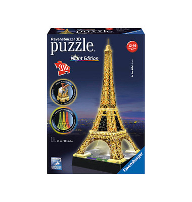 Ravensburger Eiffelturm bei Nacht 3D-Puzzle 216 Teile Ravensburger Eiffelturm bei Nacht 3D-Puzzle 216 Teile