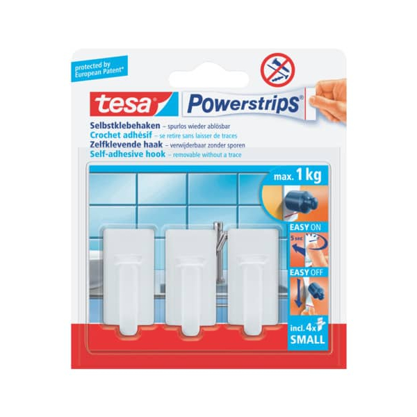 6 Stück Tesa Klebehaken Small Classic, 57530-00013-00, bis 1kg, weiß 4005800063107 Tesa 3 Stück