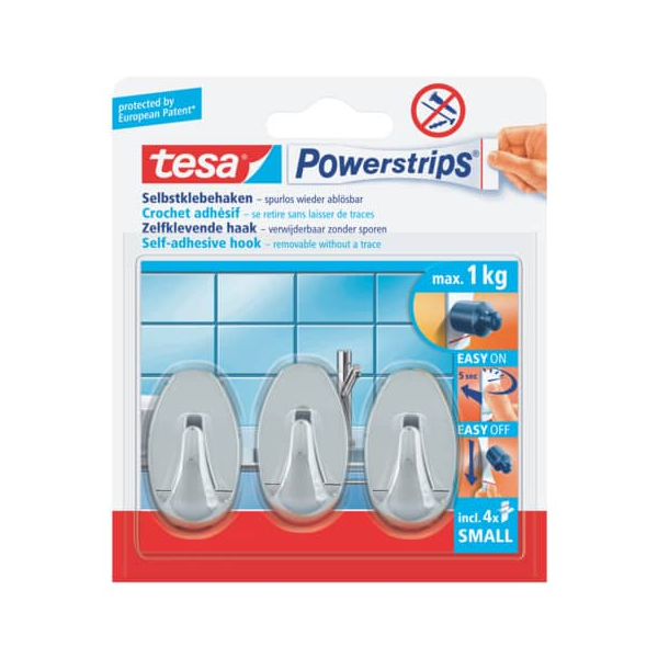 6 Stück Tesa Mini Haken Oval chrom 4005800063237 TESA 3 Stück