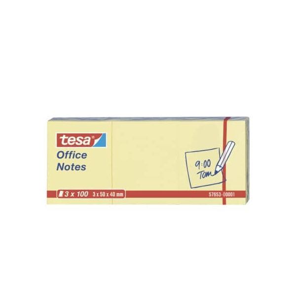 4 Stück Tesa Haftnotizen 57653-00001-05, Office Notes, 50x40mm, gelb, rechteckig 4005800192777 Tesa 300 Blatt