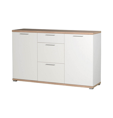 GERMANIA Sideboard Top 3201-178 weiß, sonoma-eiche 2 Fachböden 144,0 x 40,0 x 88,0 cm