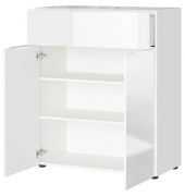 GERMANIA Kommode Oakland 3696-84 weiß,glas 2 Fachböden 83,0 x 42,0 x 102,0 cm