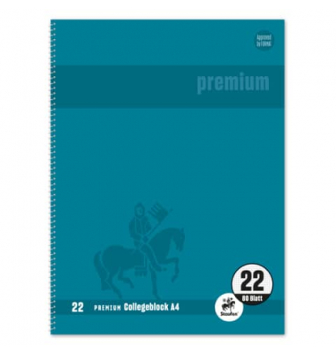 Collegeblock 734451388 Premium, Lineatur 22 / liniert mit Rand innen, A4, 90g, grün, 80 Blatt