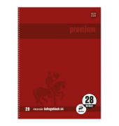 Collegeblock Premium LIN 28 - A4, 80 Blatt, 90 g/qm, rot, kariert mit Doppelrand