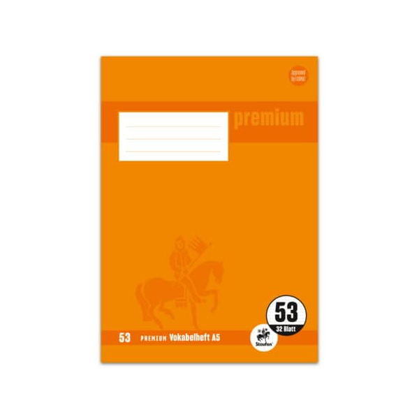 4006050102530 - Vokabelheft 734010253 Premium Lineatur 53   liniert   2 Spalten A5 90g orange 32 Blatt   64 Seiten 4006050102530 Staufen