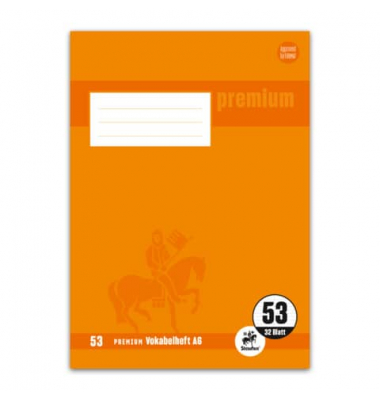 Vokabelheft 734010263 Premium, Lineatur 53 / liniert, A6, 90g, orange, 32 Blatt / 64 Seiten