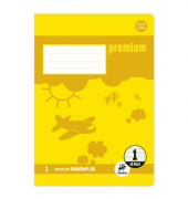 Schulheft 734010301 Premium, Lineatur 1 / Schreiblern-Lineatur, A5, 90g, gelb, 16 Blatt / 32 Seiten
