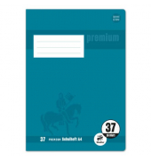 Schulheft 734010337 Premium, Lineatur 37 / liniert mit Rand innen/au&szlig;en / keine, A4, 90g, blau, 16 Blatt / 32 Seiten