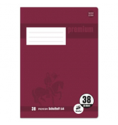 Schulheft 734010338 Premium, Lineatur 38 / kariert mit Rand innen/außen, A4, 90g, weinrot, 16 Blatt / 32 Seiten