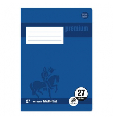Schulheft 734010377 Premium, Lineatur 27 / liniert mit Rand innen/au&szlig;en, A5, 90g, dunkelblau, 16 Blatt / 32 Seiten
