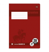 Schulheft 734010378 Premium, Lineatur 27 / liniert mit Rand innen/außen, A5, 90g, rot, 16 Blatt / 32 Seiten
