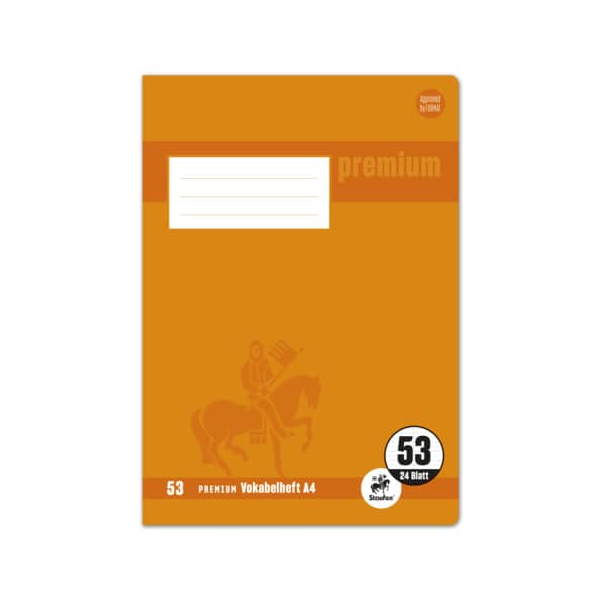 4006050104534 - Vokabelheft 734010453 Premium Lineatur 53   liniert   2 Spalten A4 90g orange 24 Blatt   48 Seiten 4006050104534 Staufen