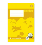 Schulheft 734010601 Premium, Lineatur 1 / Schreiblern-Lineatur / keine, A5, 90g, gelb, 32 Blatt / 64 Seiten