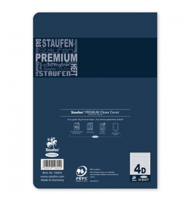 Schulheft 734010604 Premium, Lineatur 4 / liniert / keine, A5, 90g, blau, 32 Blatt / 64 Seiten