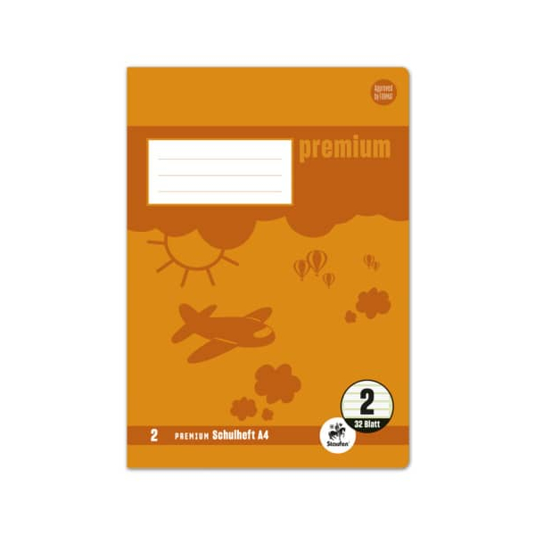 4006050106323 - Schulheft 734010632 Premium Lineatur 2   Schreiblern-Lineatur   keine A4 90g orange 32 Blatt   64 Seiten 4006050106323 Stau