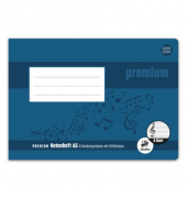 Notenheft 734017513 Premium, Lineatur 14 / Notenlinien, A5 quer, 90g, blau, 8 Blatt / 16 Seiten