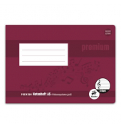 Notenheft 734017514 Premium, Lineatur 14 / Notenlinien / keine, A5 quer, 90g, weinrot, 8 Blatt / 16 Seiten