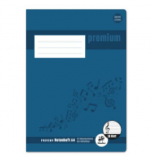 Notenheft 734017515 Premium, Lineatur 14 / Notenlinien / keine, A4, 90g, blau, 8 Blatt / 16 Seiten