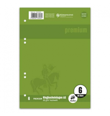 Ringbucheinlagen 734033606 PREMIUM Top-90, blanko, A5, 90g, 4-fach-Lochung