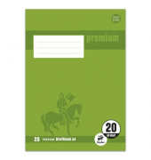 Briefblock 734040240 Premium, Reiter, Lineatur 20 / blanko, A4, 90g, gr&uuml;n, 50 Blatt