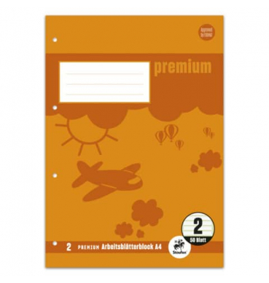 Arbeitsblätterblock 734044202 ORIGINAL, natur, liniert / Lineatur 2, A4, 90g, braun, 50 Blatt