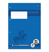 Arbeitsblätterblock PREMIUM LIN 21 - A4, 80 g/qm, 50 Blatt, beidseitig liniert mit Rahmen