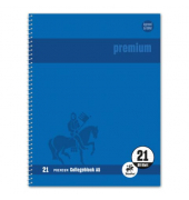 Collegeblock Premium LIN 21 - A5, 80 Blatt, 90 g/qm, blau, liniert mit Rand innen