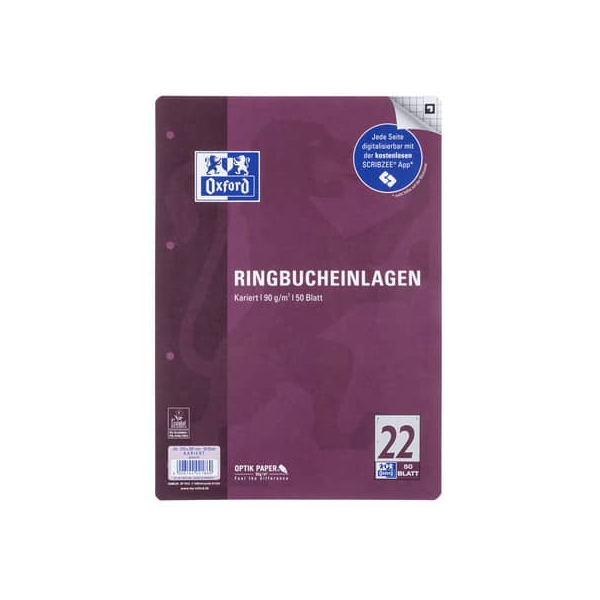 4006144021860 - Ringbucheinlagen 400131466 kariert A4 90g 4-fach-Lochung 4006144021860 50 Blatt