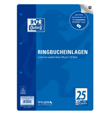 Ringbucheinlagen 400131468, liniert mit Korrekturrand, A4, 90g, 4-fach-Lochung