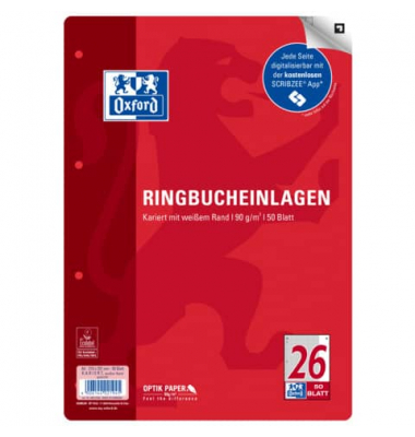 Ringbucheinlagen 400131580, liniert mit Korrekturrand, A4, 90g, 4-fach-Lochung